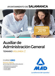 Auxiliar de Administración General del Ayuntamiento de Salamanca. Temario Volumen 2 de Ed. MAD
