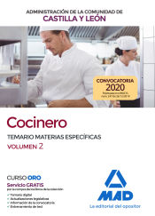 Cocinero de la Administración de la Comunidad de Castilla y León. Temario materias específicas volumen 2 de Ed. MAD