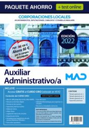 Paquete Ahorro + TEST online Auxiliar Administrativo/a de Corporaciones Locales de Ed. MAD