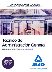 Técnico de Administración General de Corporaciones Locales. Temario General Volumen 3 de Ed. MAD